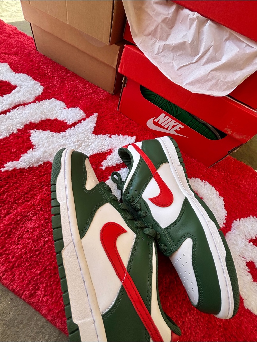 Nike Low-Top Sneakers in Green, White & Red